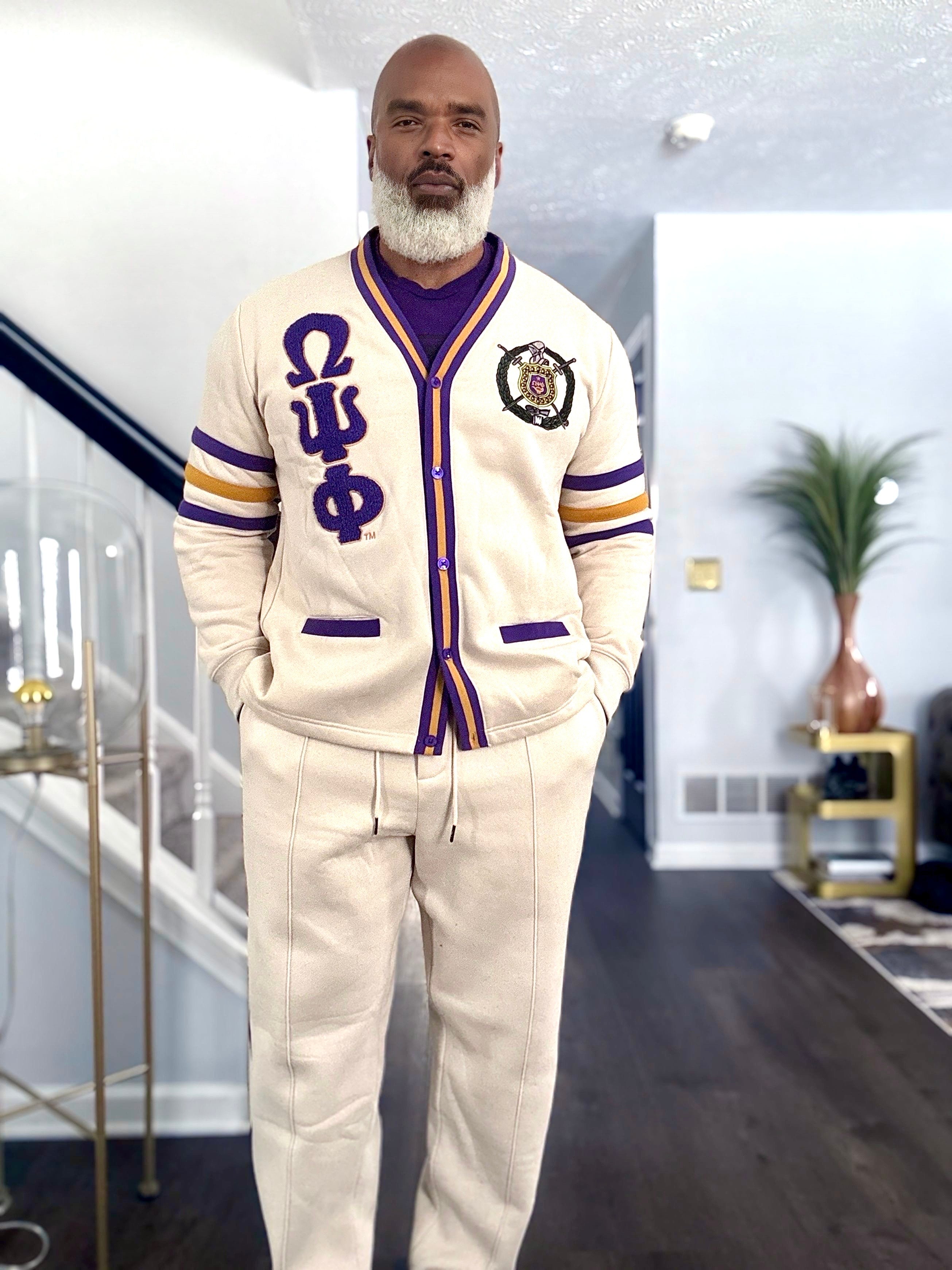Neutral & Purple Pleated Fleece Pants