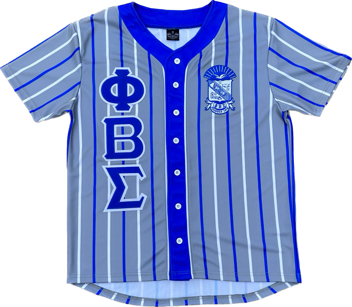 Sigma Grey Pinstripe Button Up Baseball Jersey