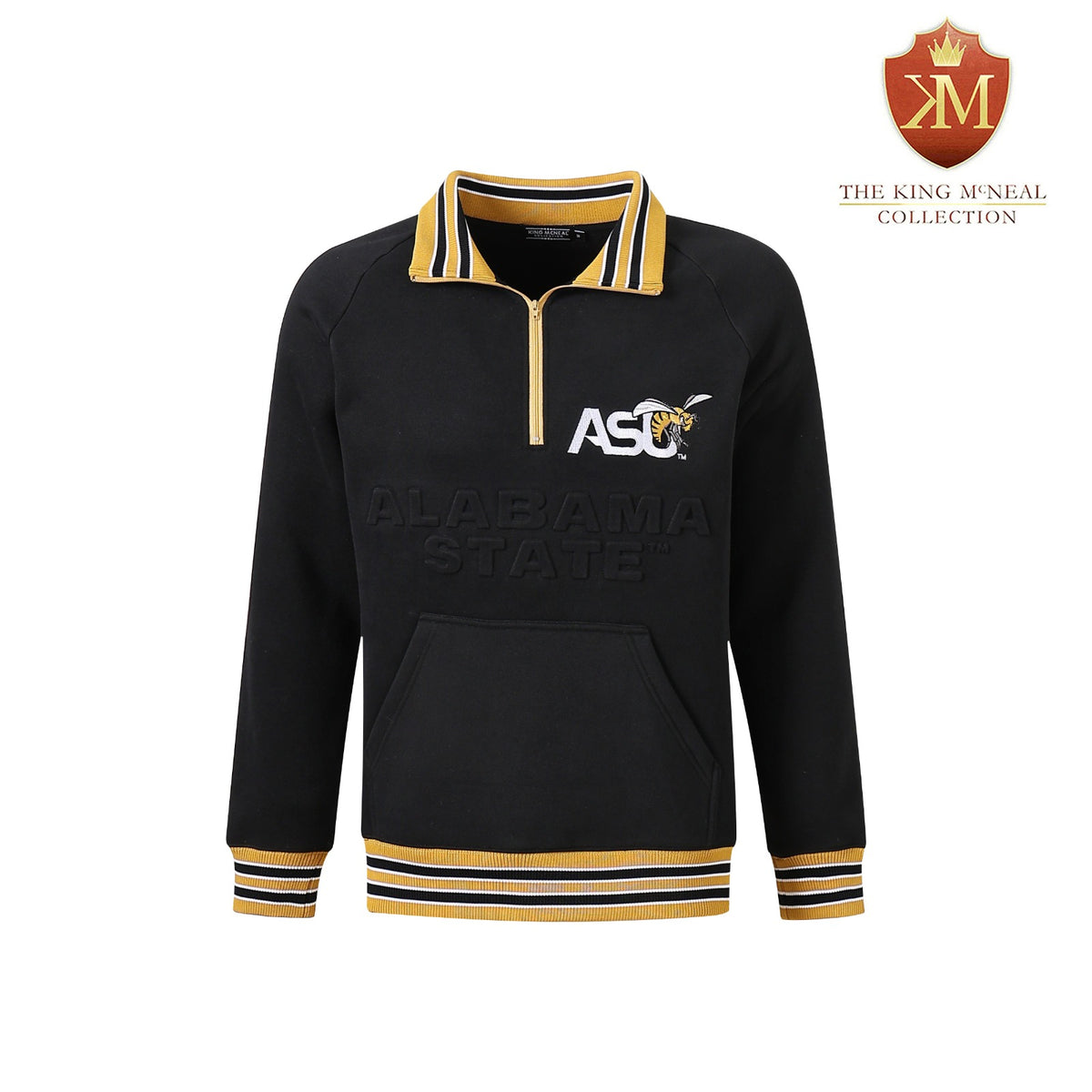 Alabama State Black Quarter Zip Crewneck