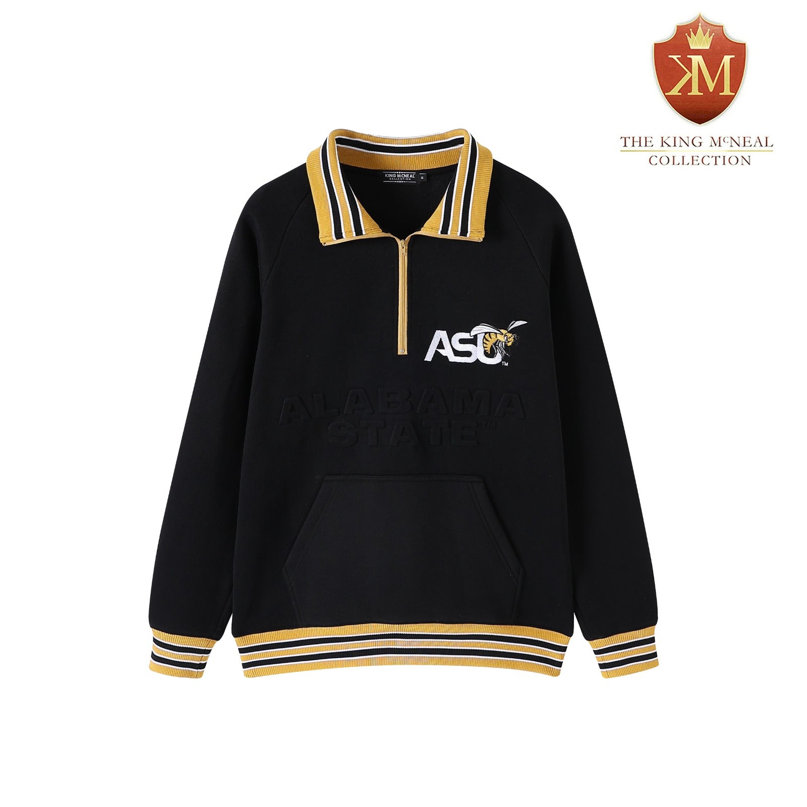 Alabama State Black Quarter Zip Crewneck