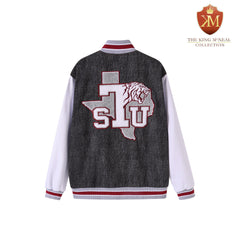 Texas Southern Black Denim Bomber Jacket
