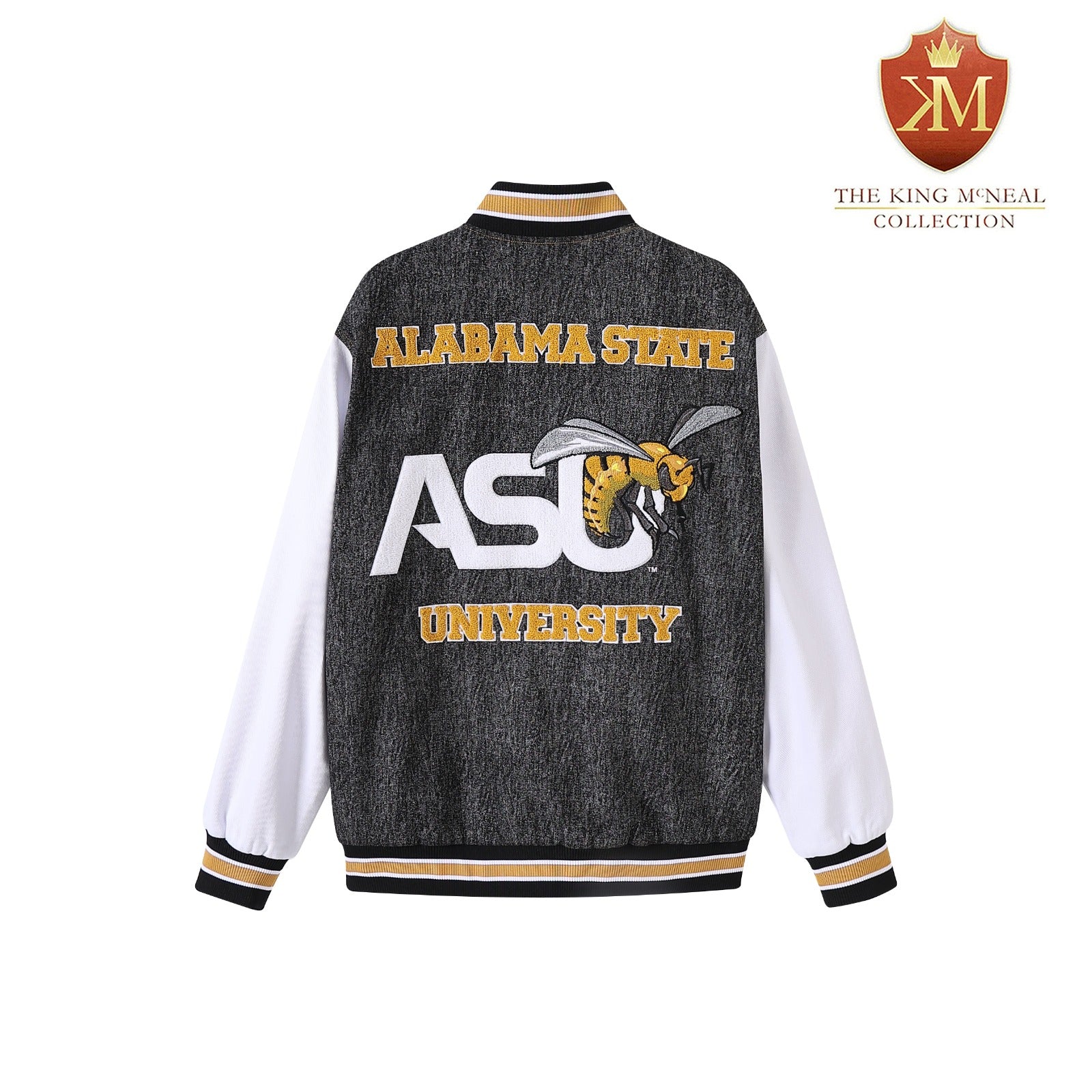 Alabama State Black Denim Bomber Jacket
