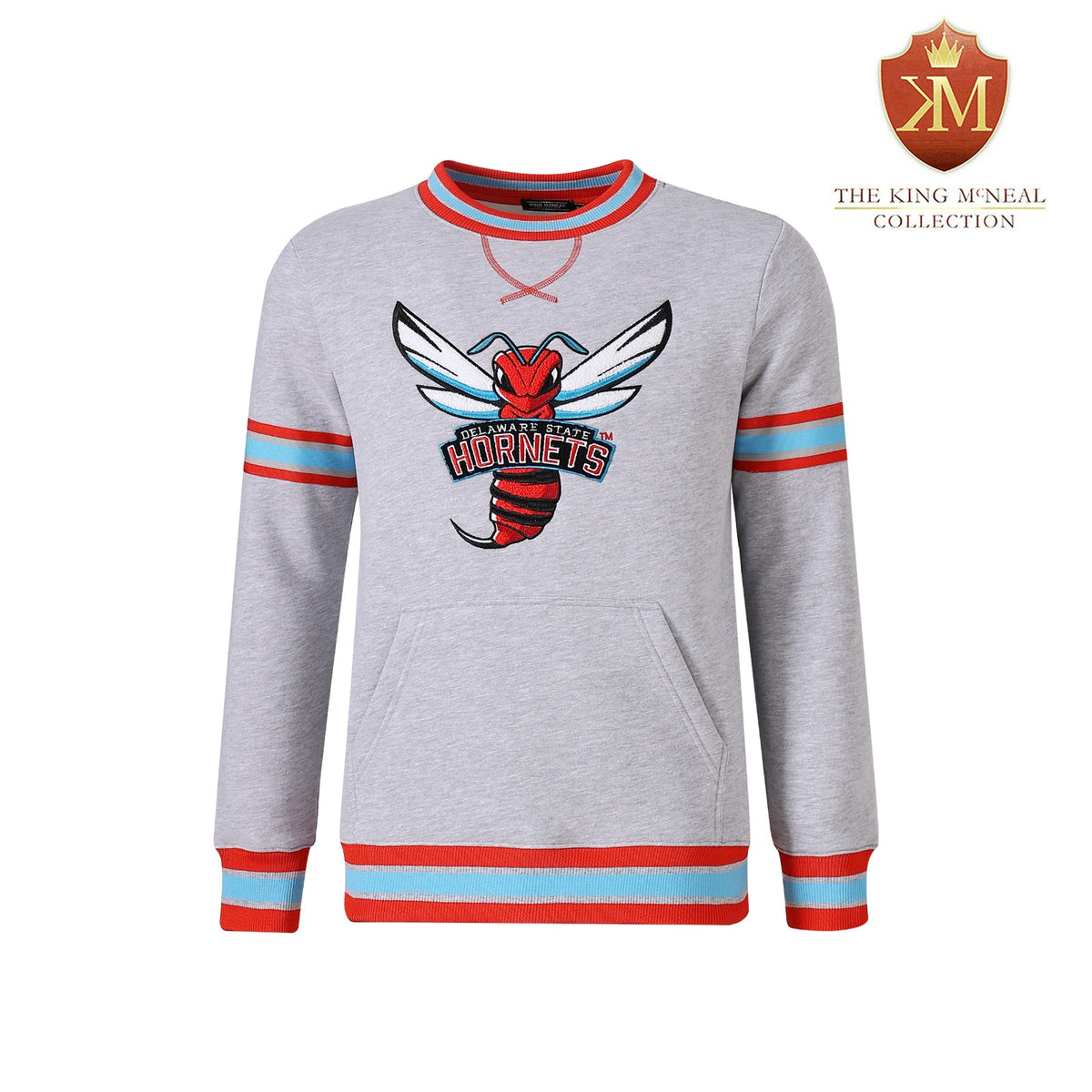 Delaware State Heather Grey Pocket Crewneck