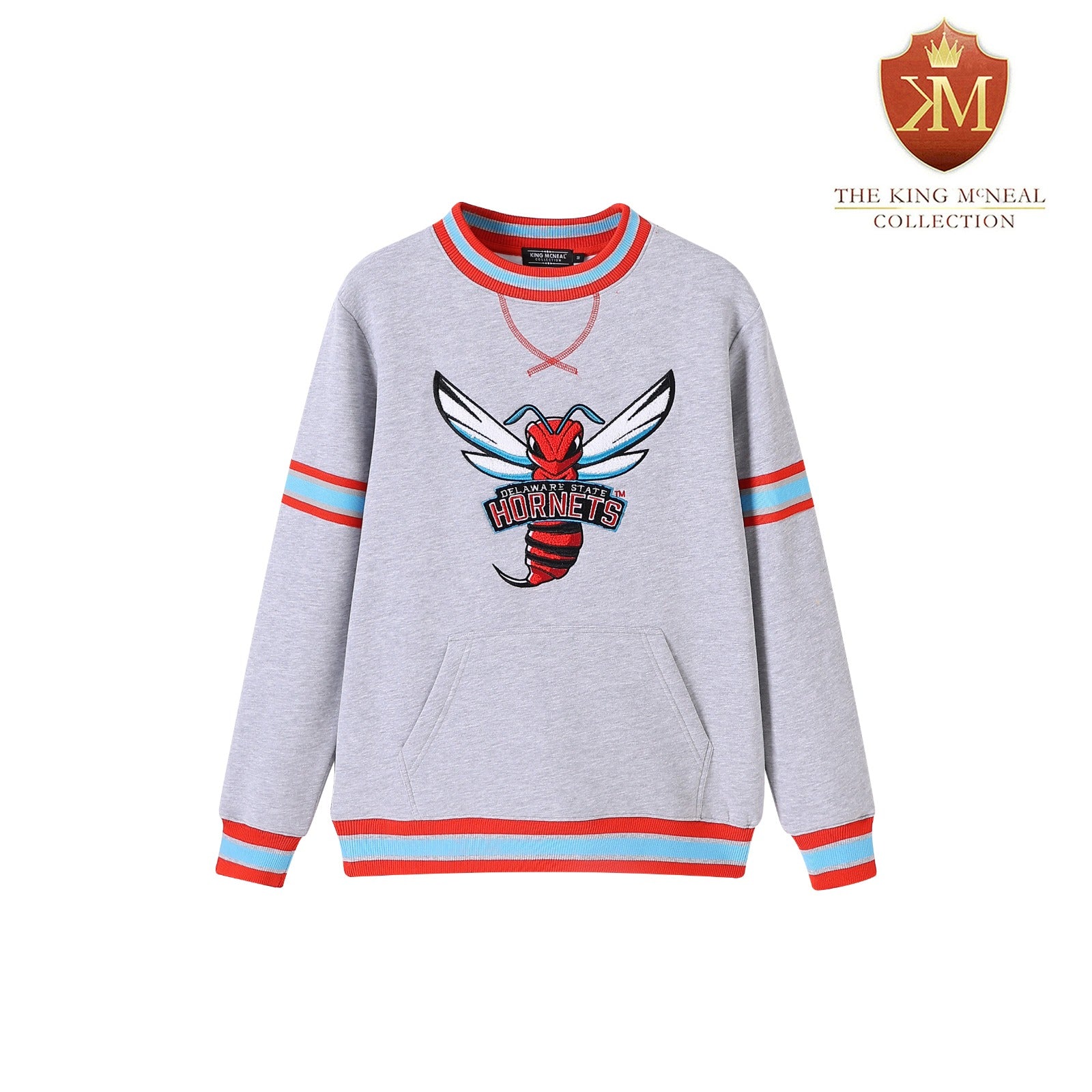 Delaware State Heather Grey Pocket Crewneck