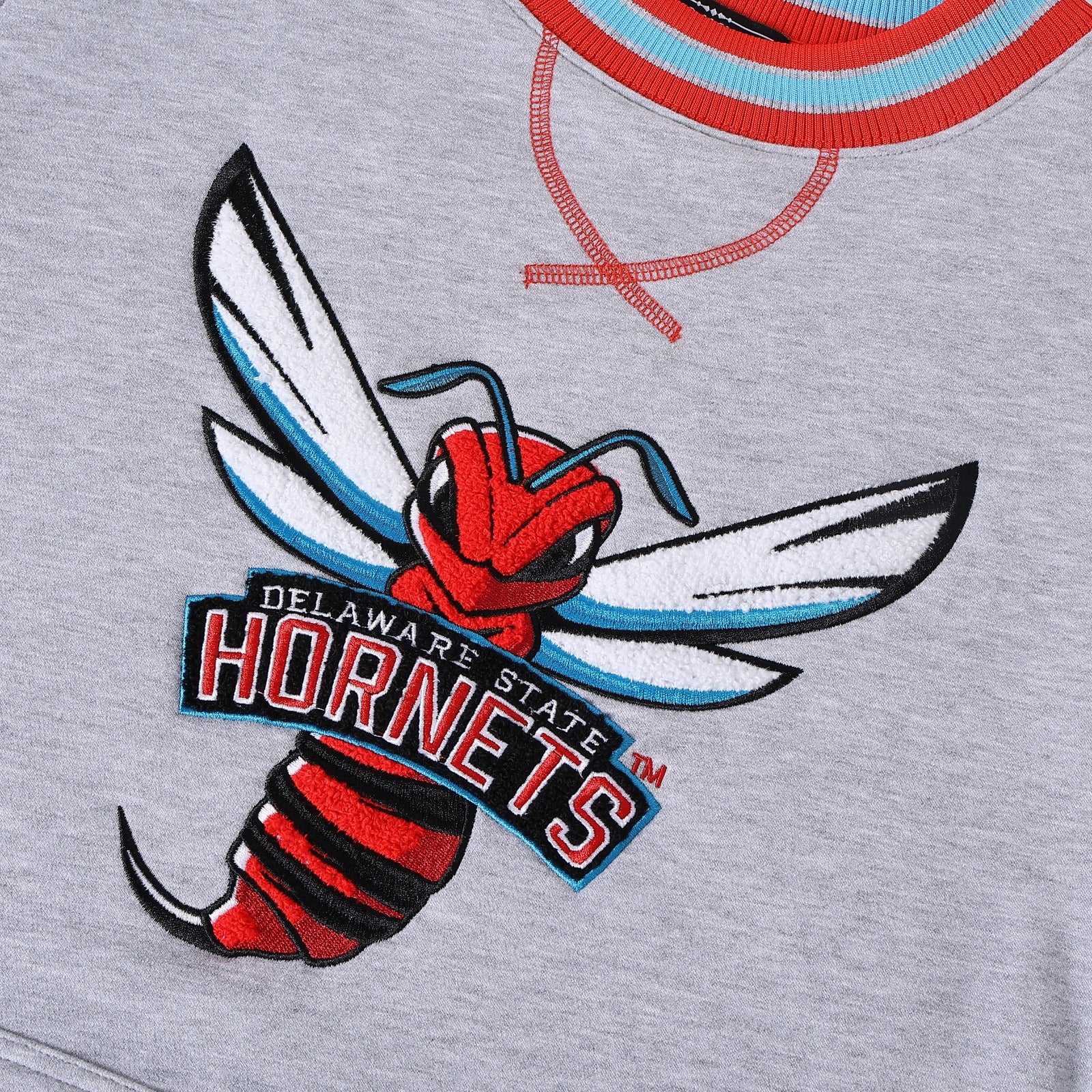 Delaware State Heather Grey Pocket Crewneck