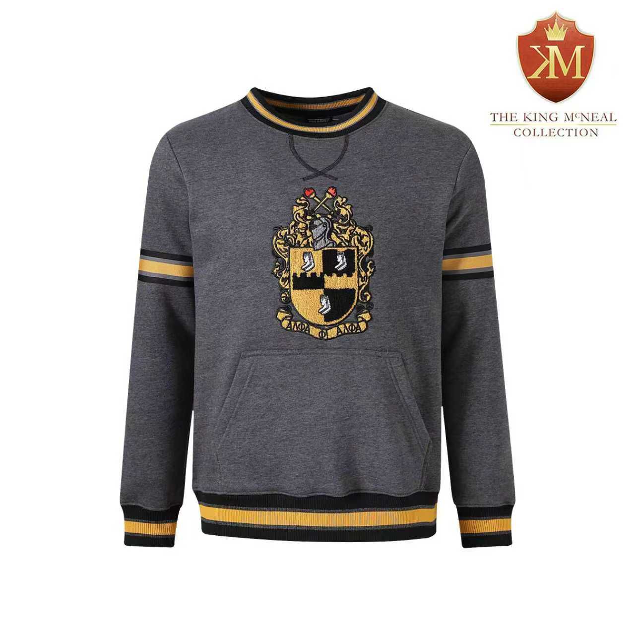 Alpha Charcoal Grey Crest Chenille Crewneck