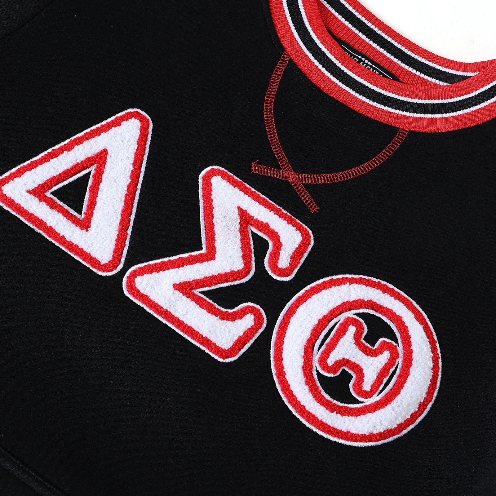 Delta Sigma Theta Black Chenille Crewneck (White Lettered)