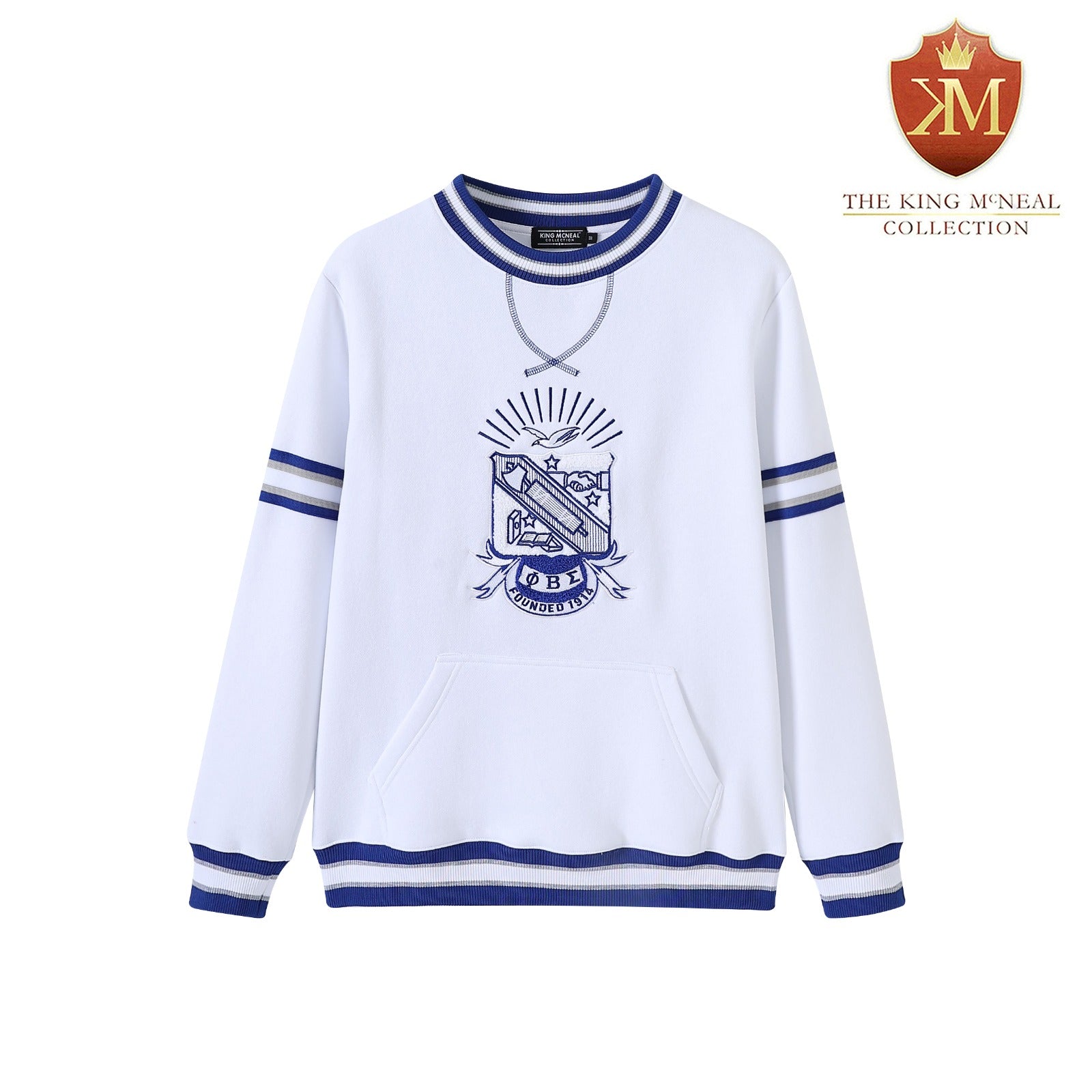 Phi Beta Sigma White Crest Chenille Crewneck