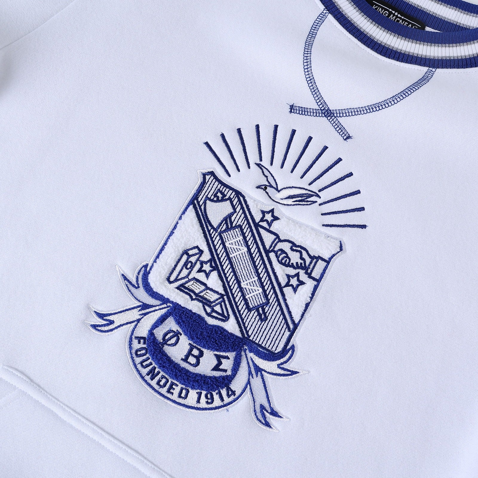 Phi Beta Sigma White Crest Chenille Crewneck