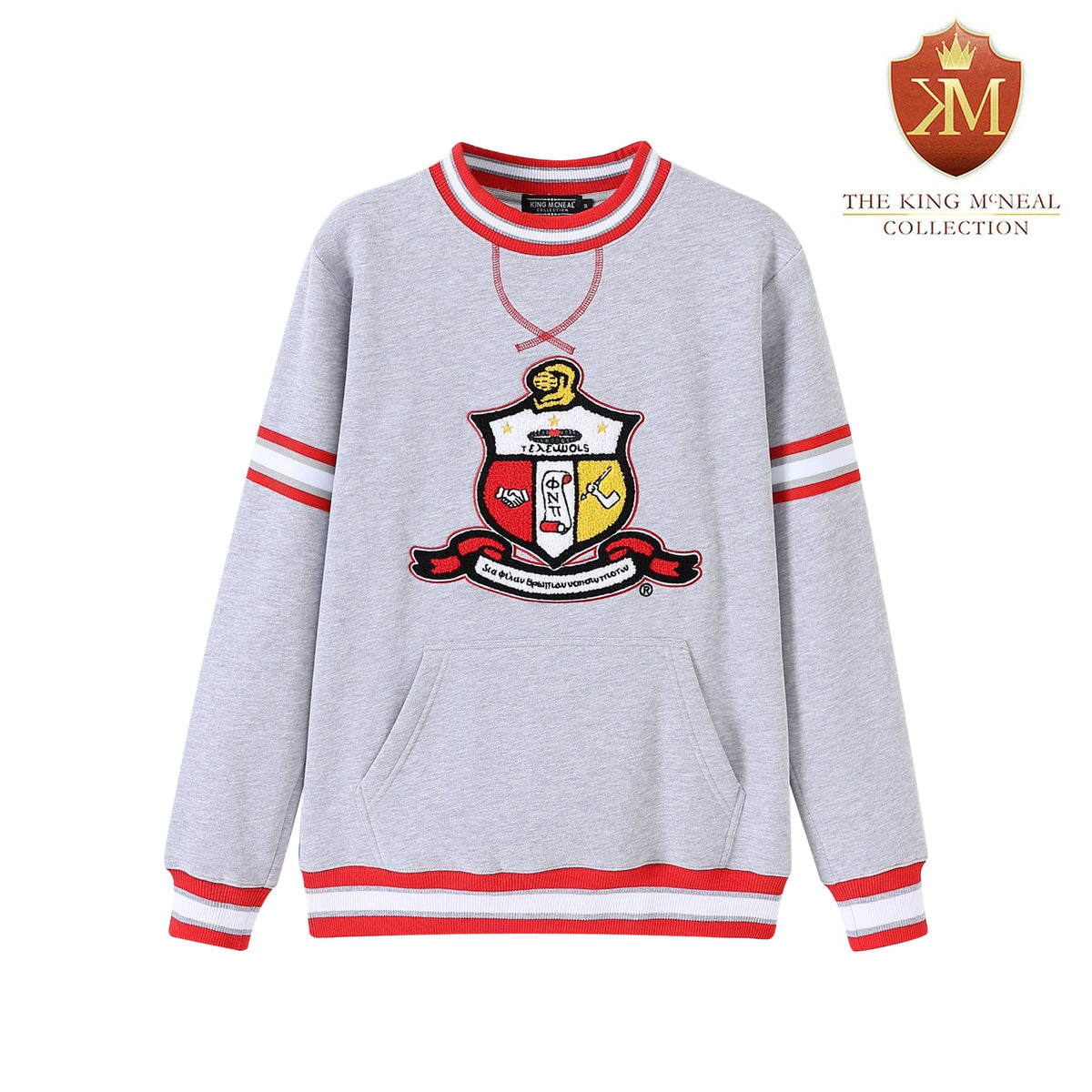 Kappa Heather Grey Crest Chenille Crewneck