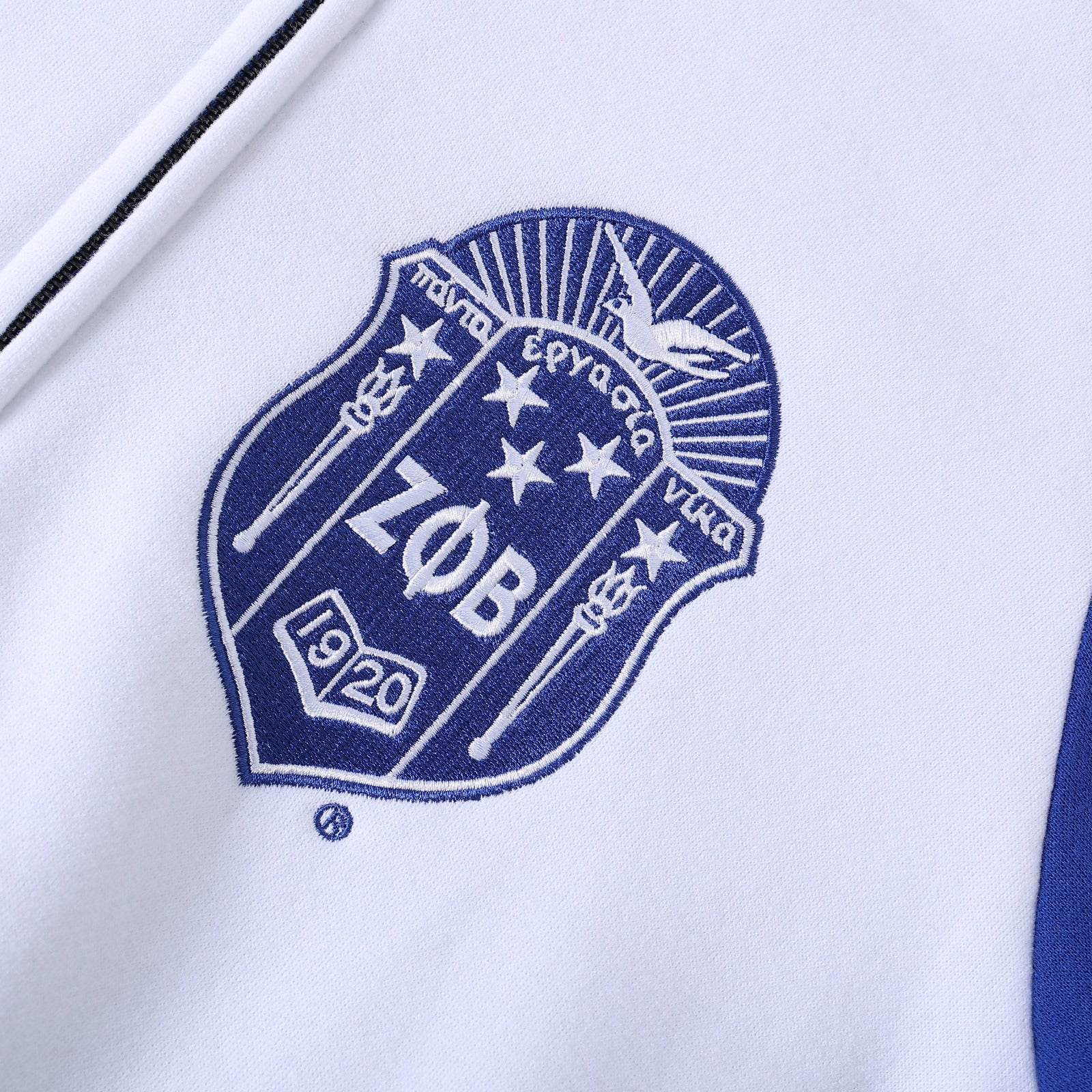 Zeta White Varsity Fleece Jacket