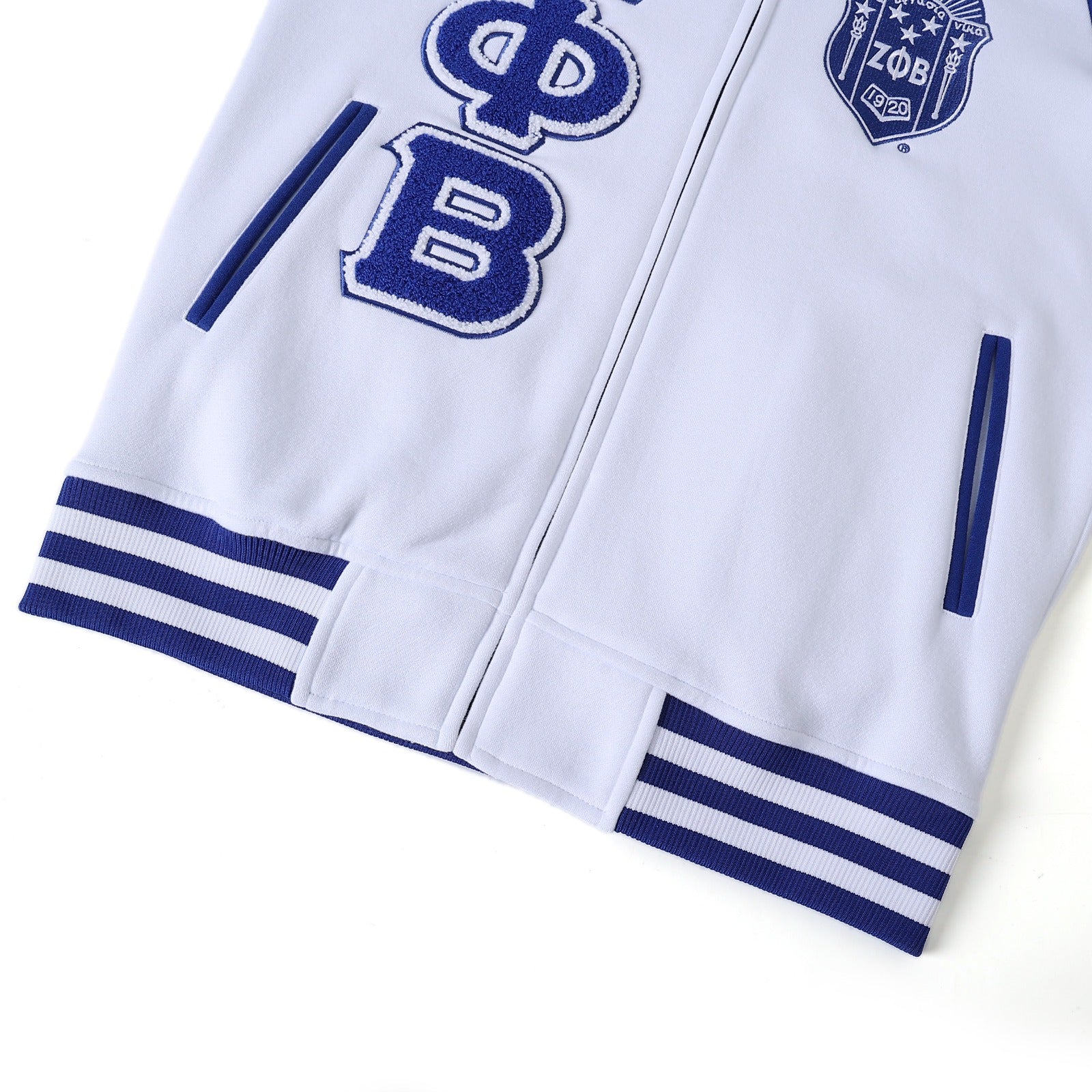 Zeta White Varsity Fleece Jacket