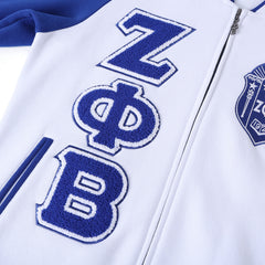 Zeta White Varsity Fleece Jacket