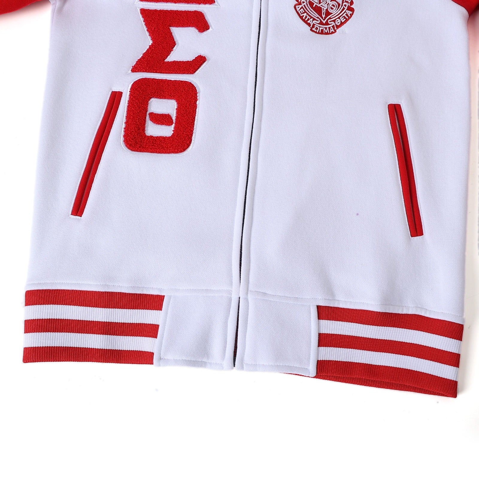 Delta White Varsity Fleece Jacket