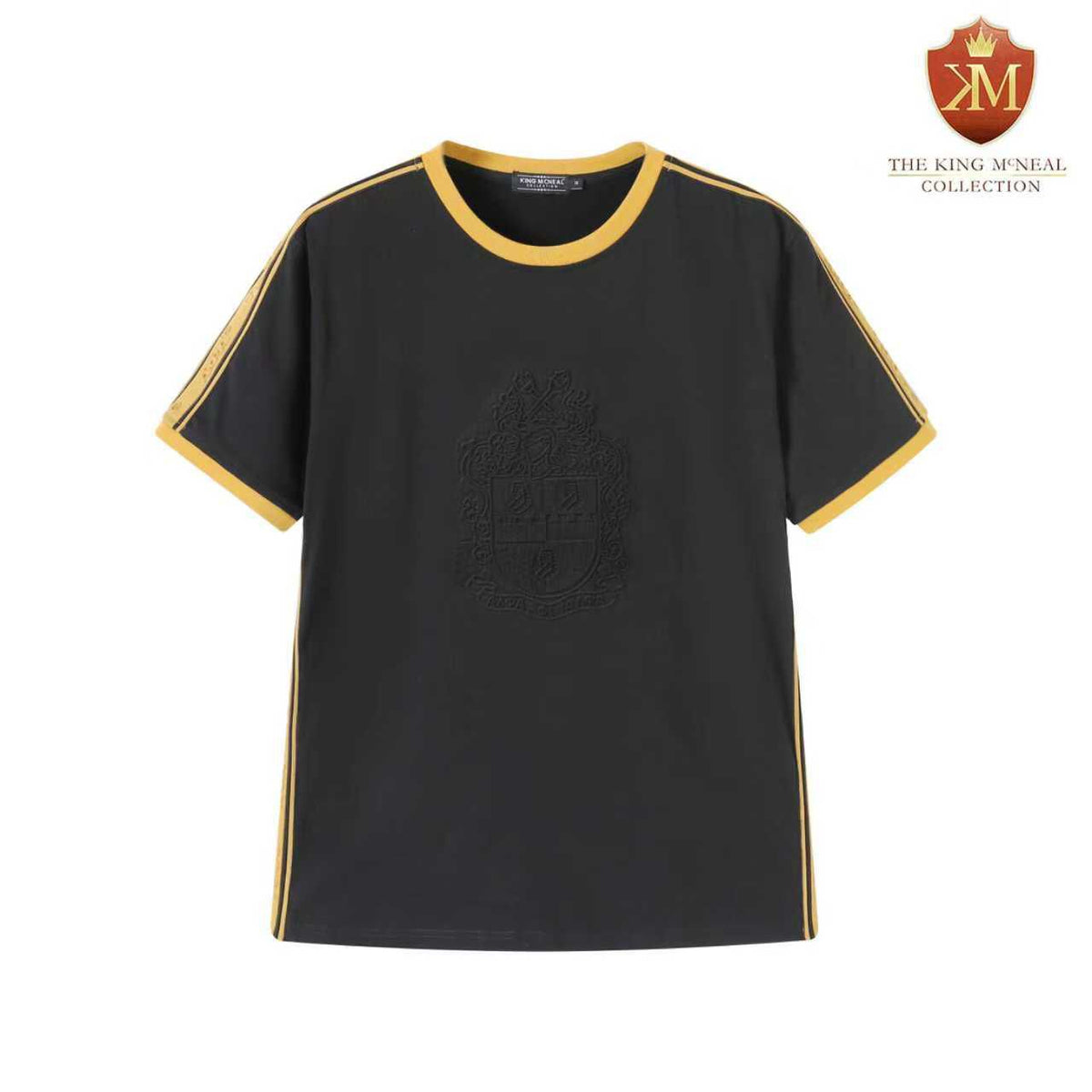 Alpha Black Tapered Embossed Premium Crest Shirt