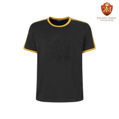 Alpha Black Tapered Embossed Premium Crest Shirt