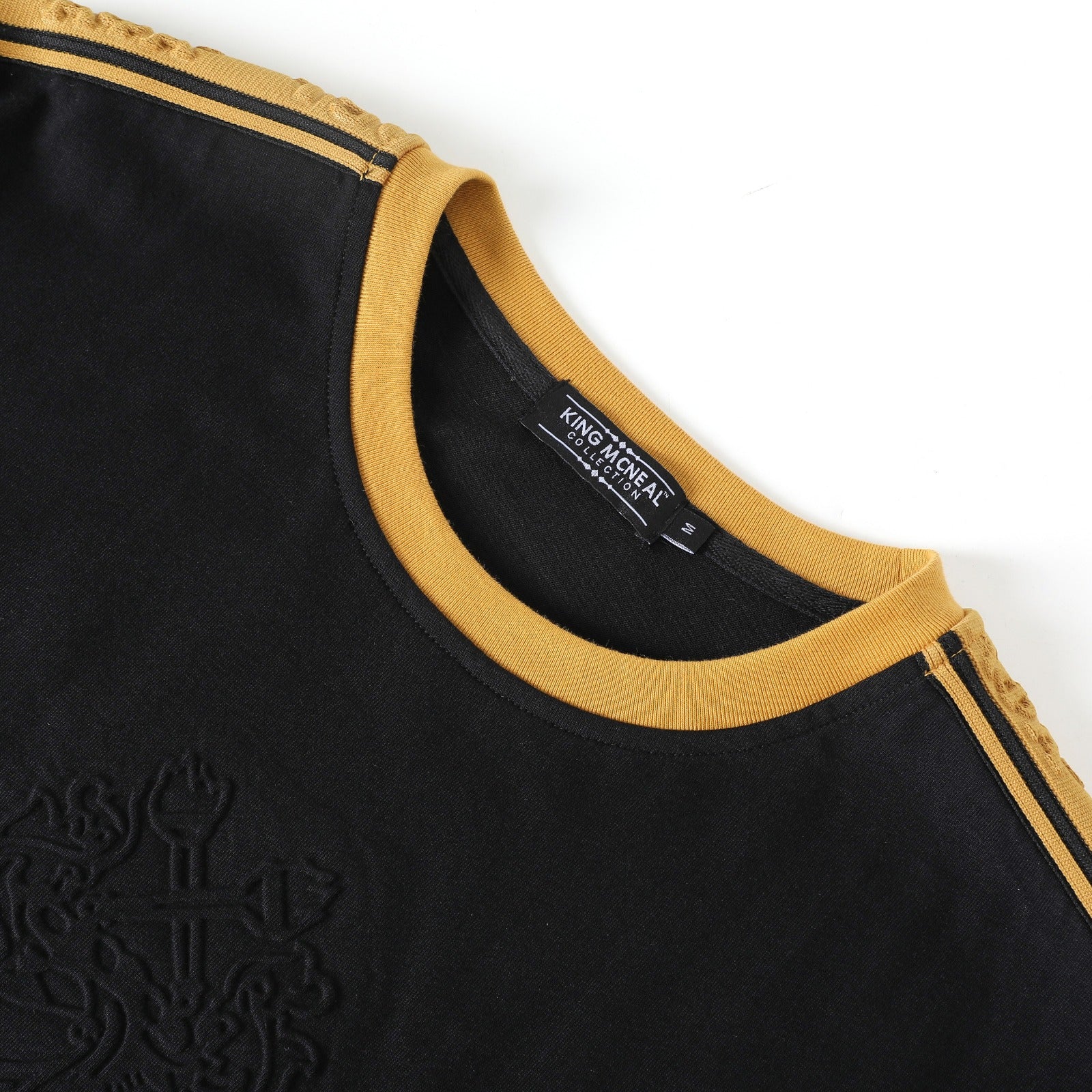 Alpha Black Tapered Embossed Premium Crest Shirt