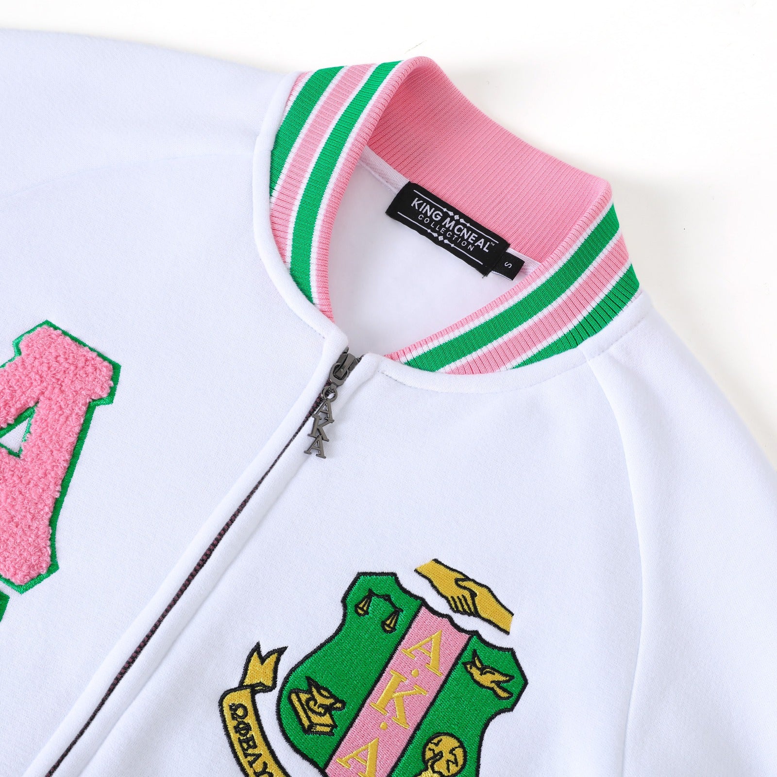 AKA White Fleece Letterman Jacket (Unisex Size)
