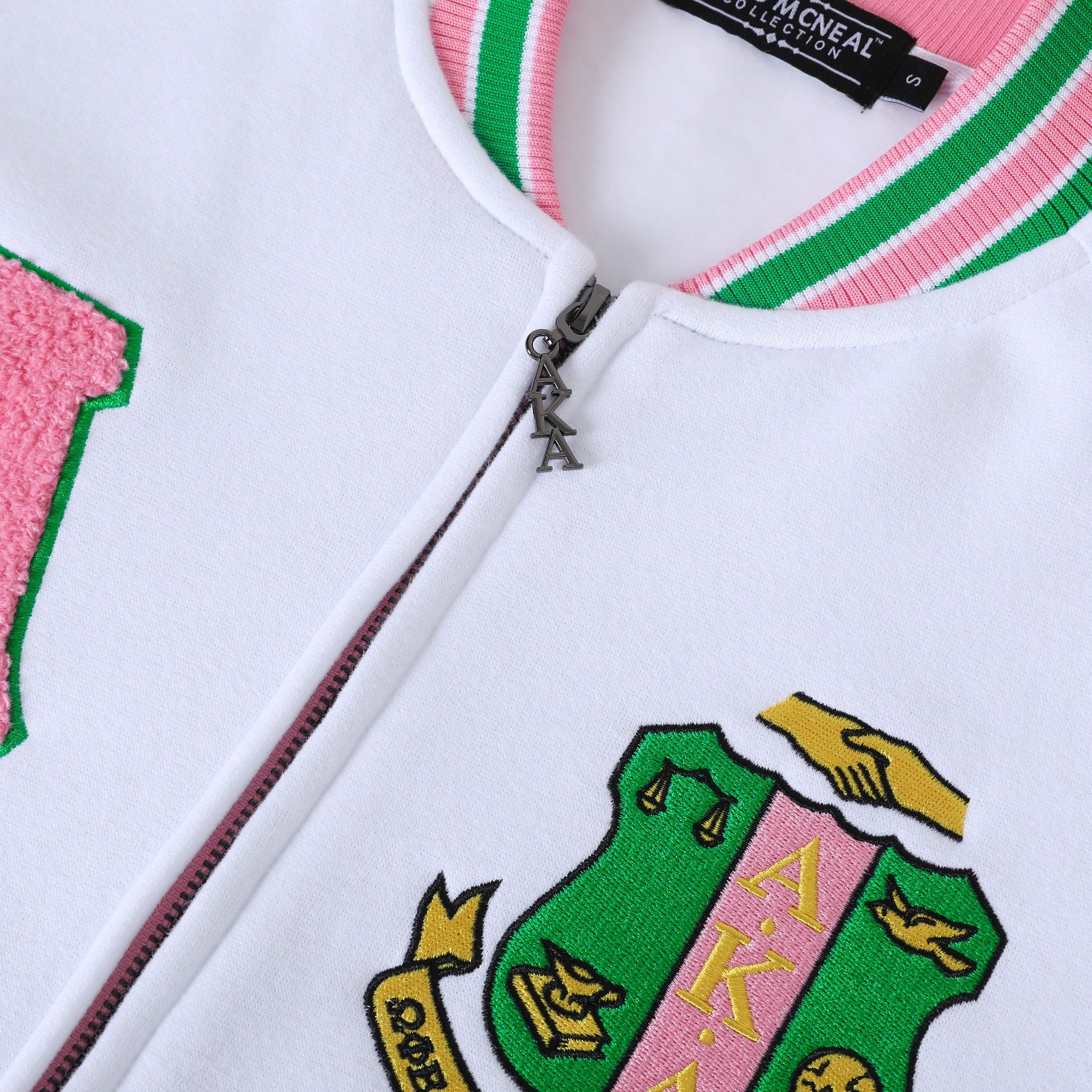 AKA White Fleece Letterman Jacket (Unisex Size)