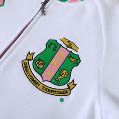 AKA White Fleece Letterman Jacket (Unisex Size)