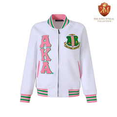 AKA White Fleece Letterman Jacket (Unisex Size)