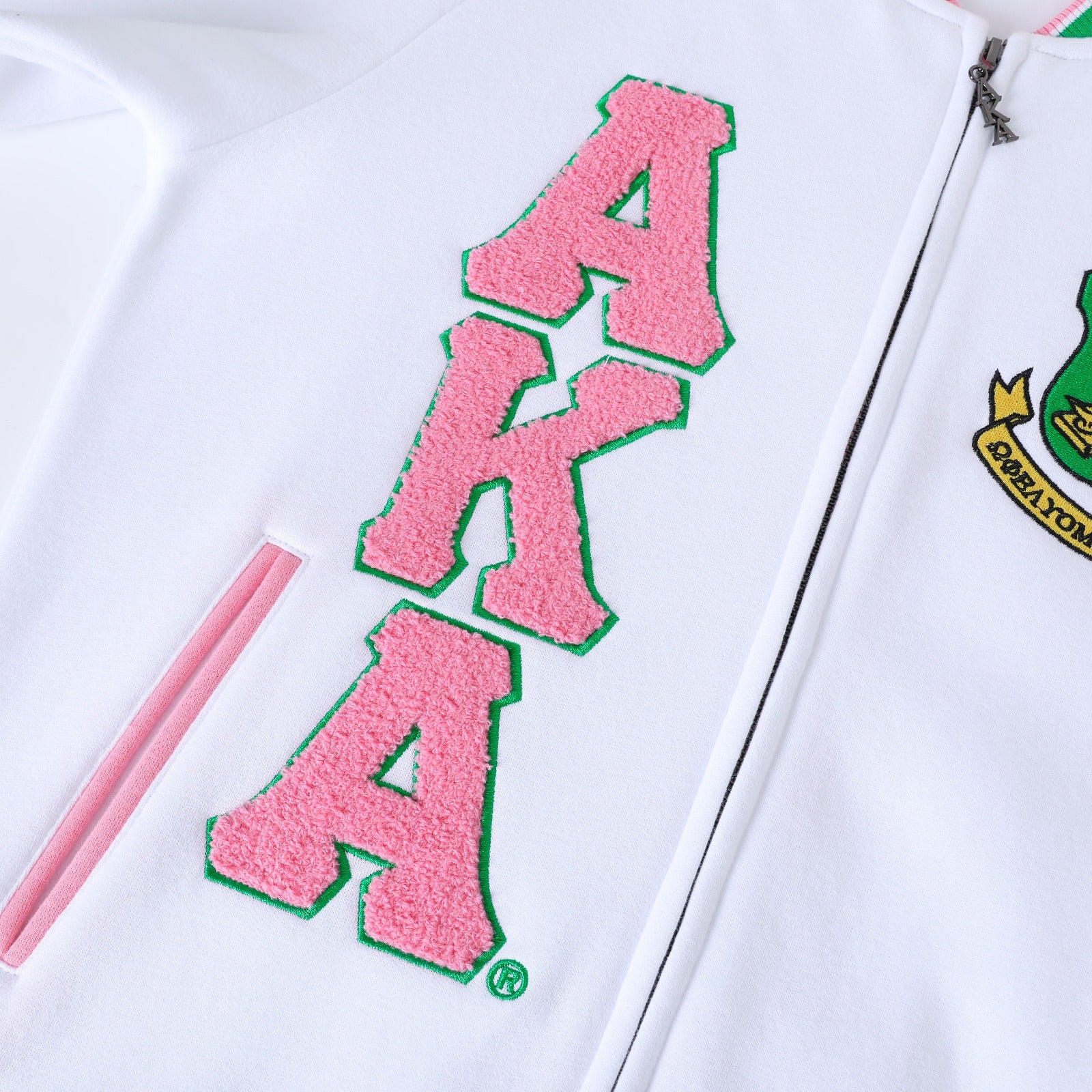 AKA White Fleece Letterman Jacket (Unisex Size)