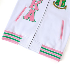 AKA White Fleece Letterman Jacket (Unisex Size)