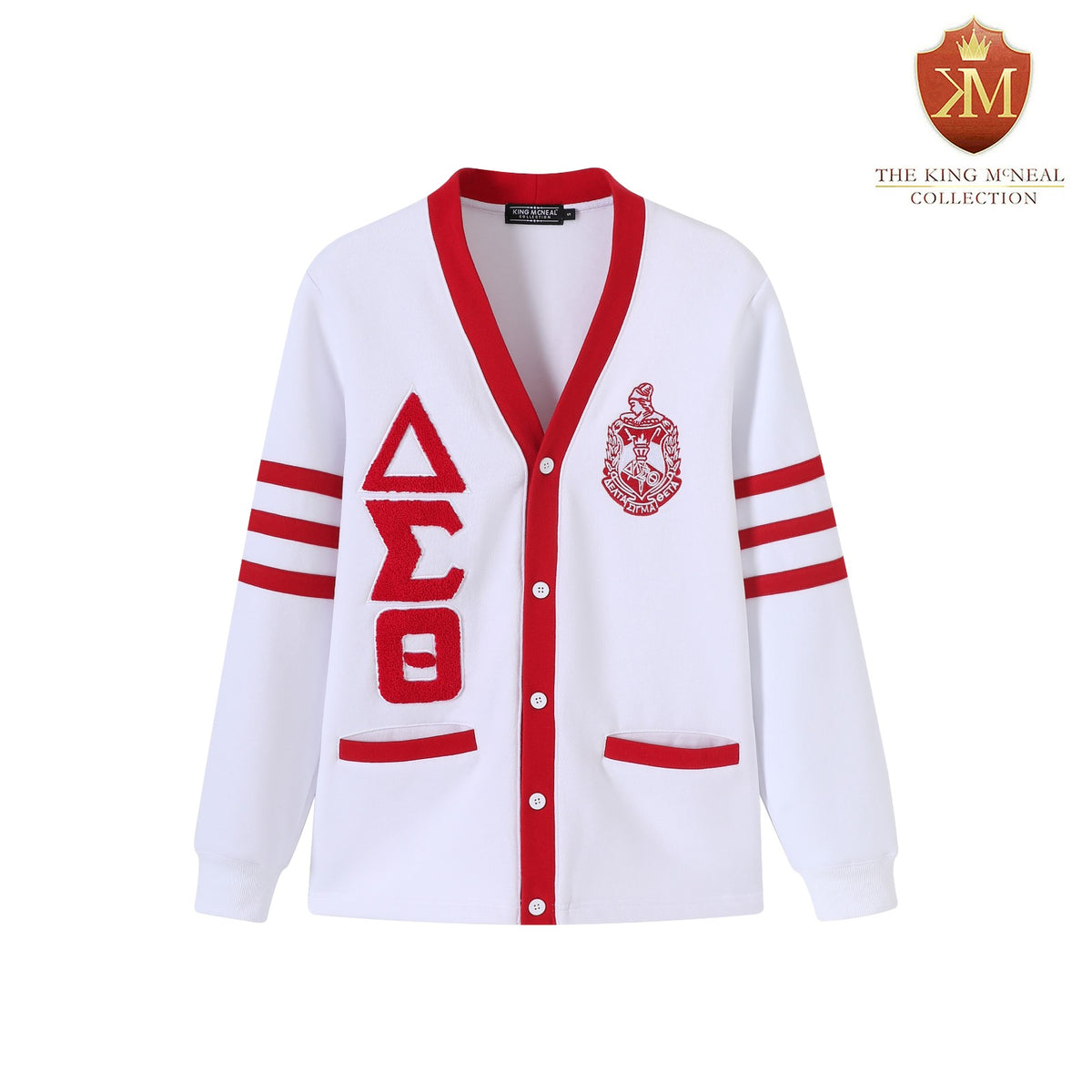Delta White Fleece Cardigan Unisex Fit