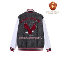 North Carolina Central Black Denim Bomber Jacket