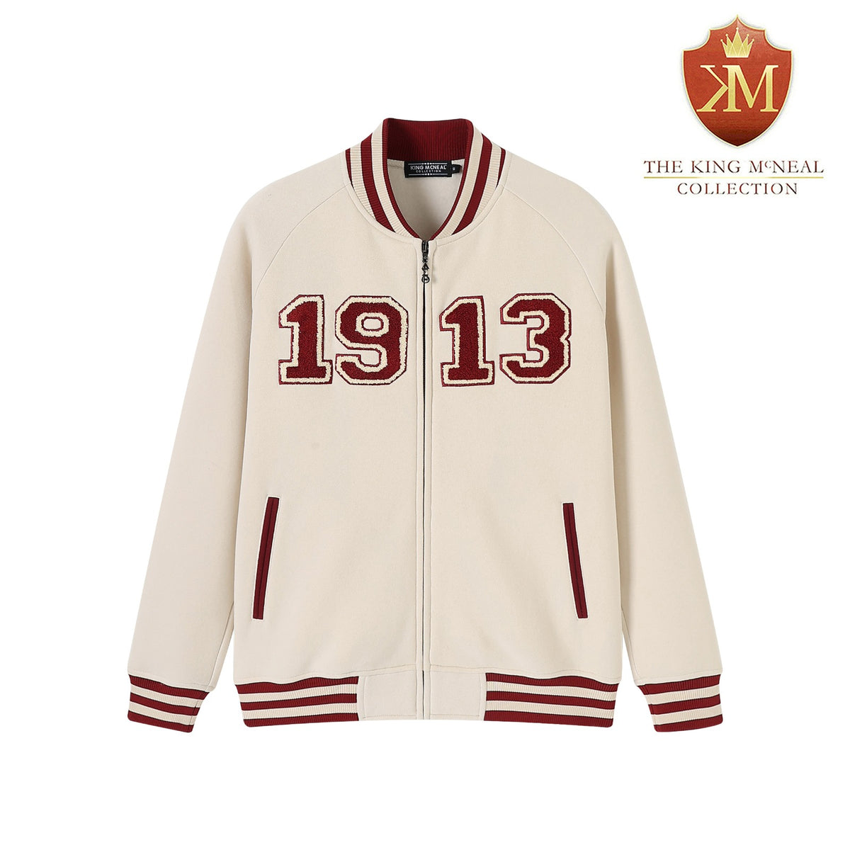 Delta 1913 Cream Varsity Fleece Jacket