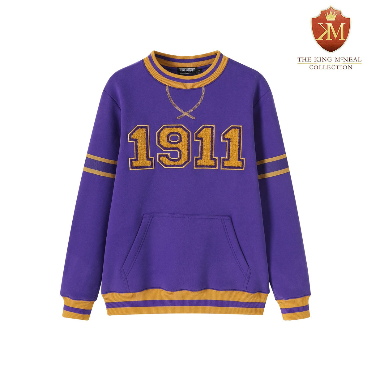 Omega 1911 Purple Stripe Chenille Crewneck