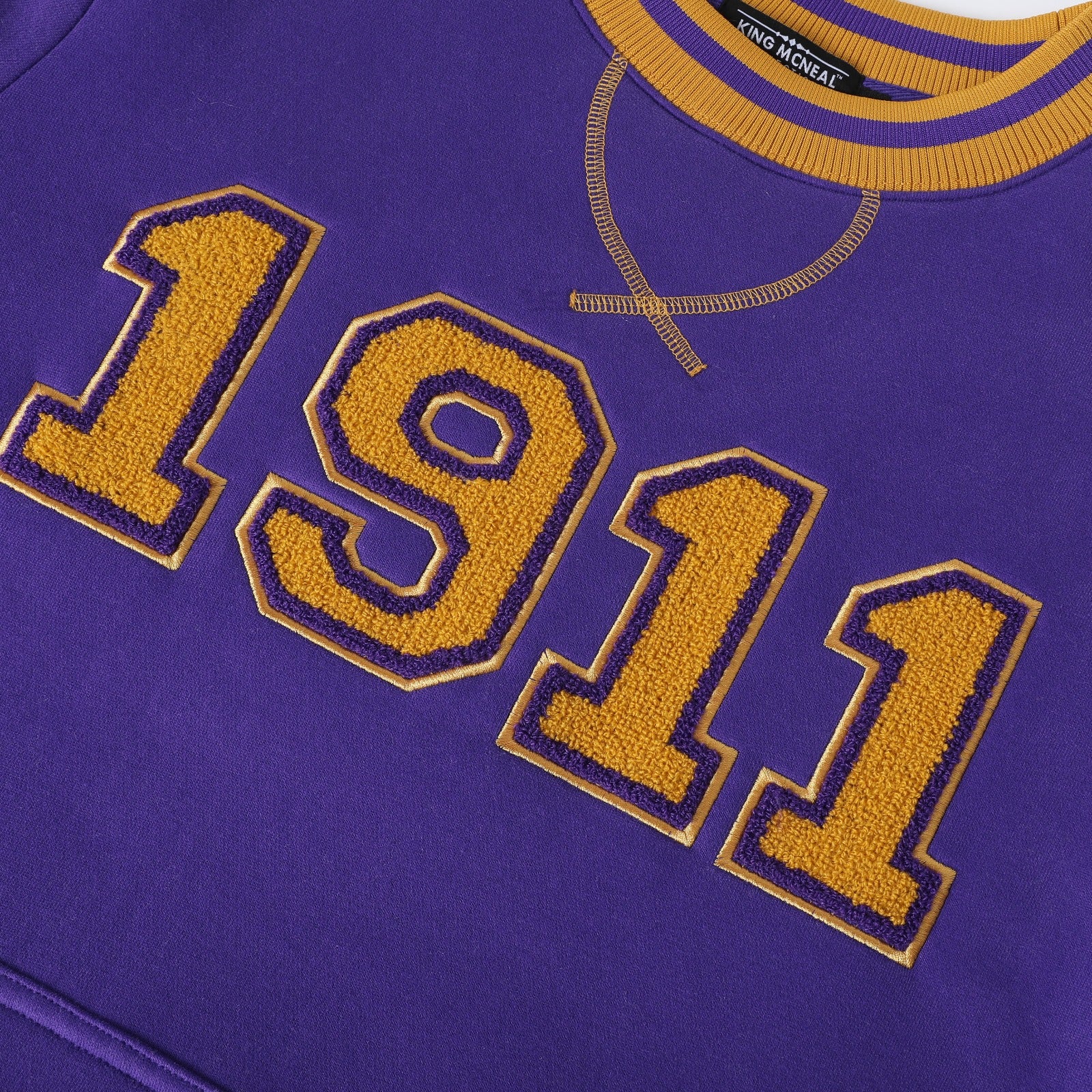 Omega 1911 Purple Stripe Chenille Crewneck