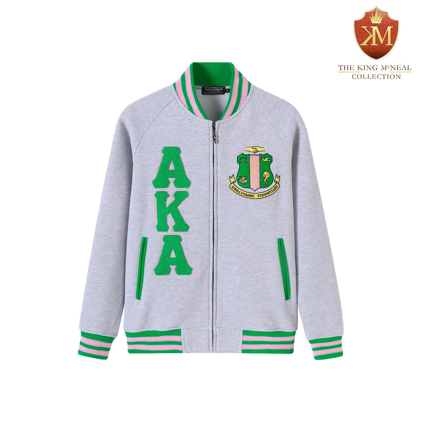AKA Heather Grey Fleece Letterman Jacket (Unisex Size)