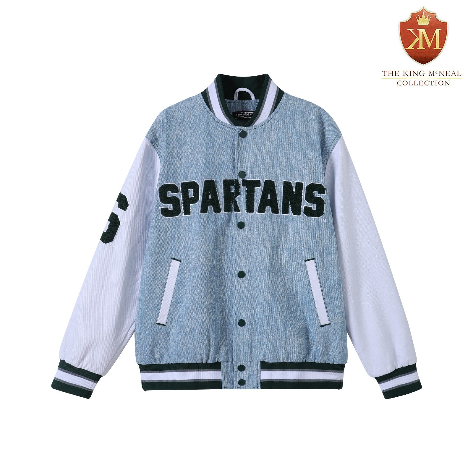 Michigan State Blue Denim Bomber Jacket
