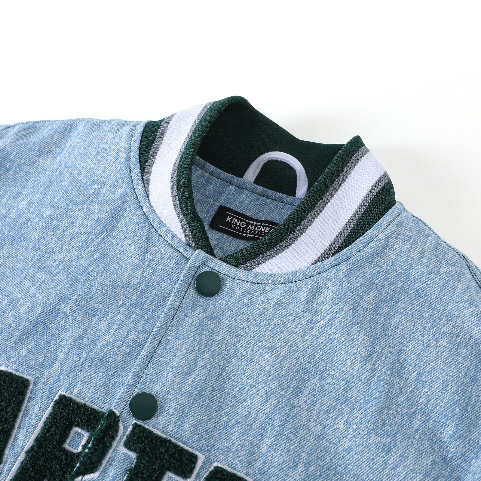 Michigan State Blue Denim Bomber Jacket