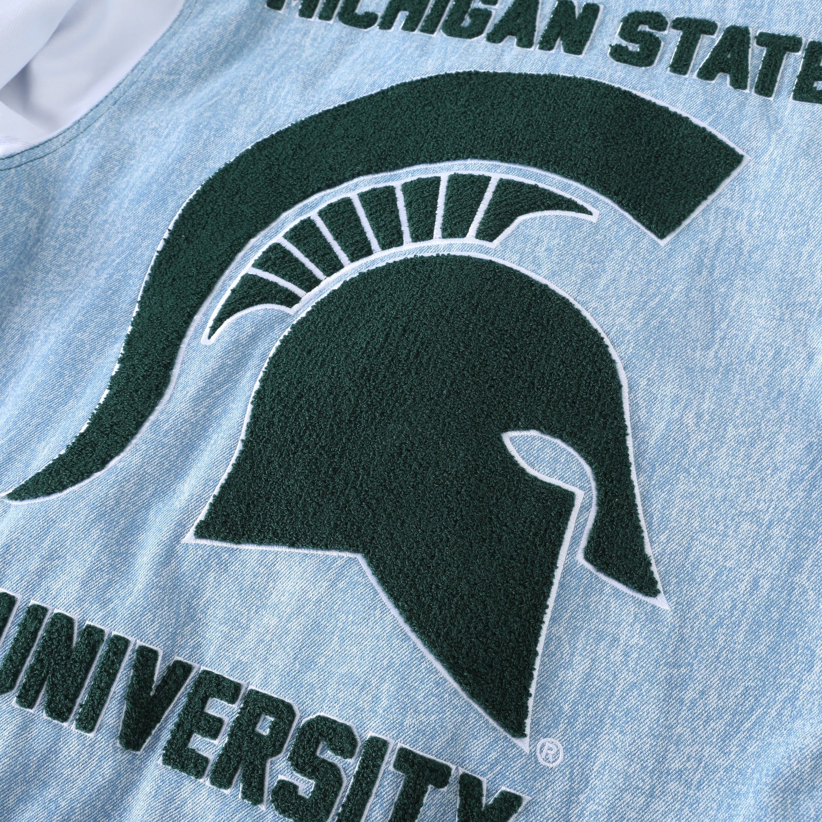 Michigan State Blue Denim Bomber Jacket