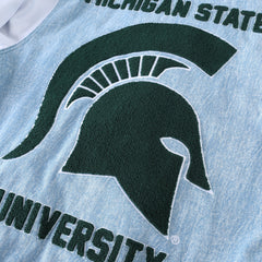 Michigan State Blue Denim Bomber Jacket