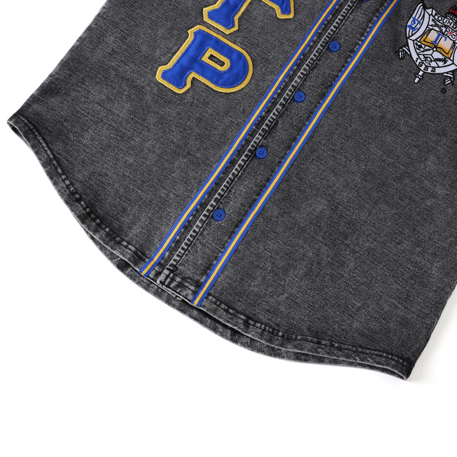 SGRHO Black Denim Baseball Jersey