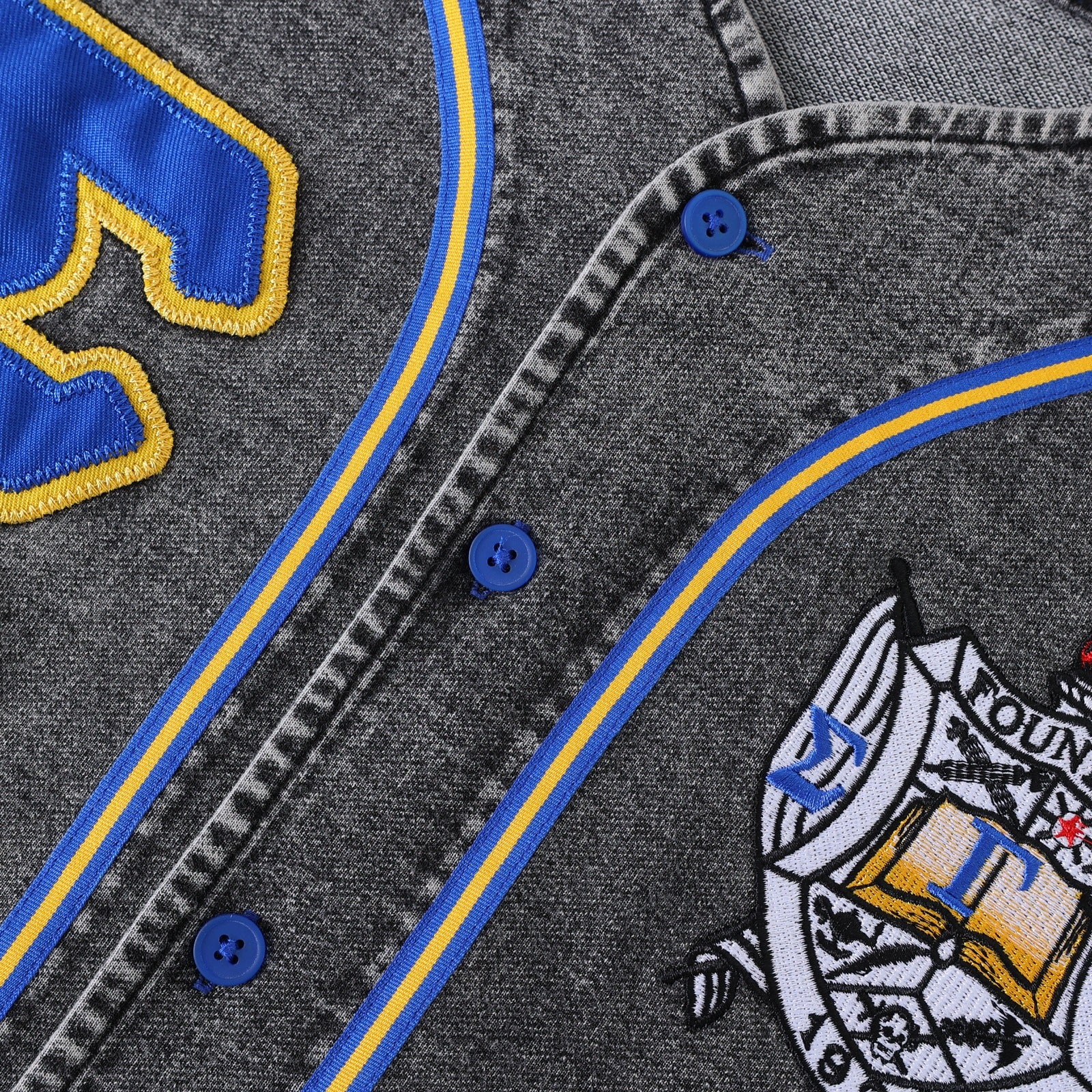 SGRHO Black Denim Baseball Jersey