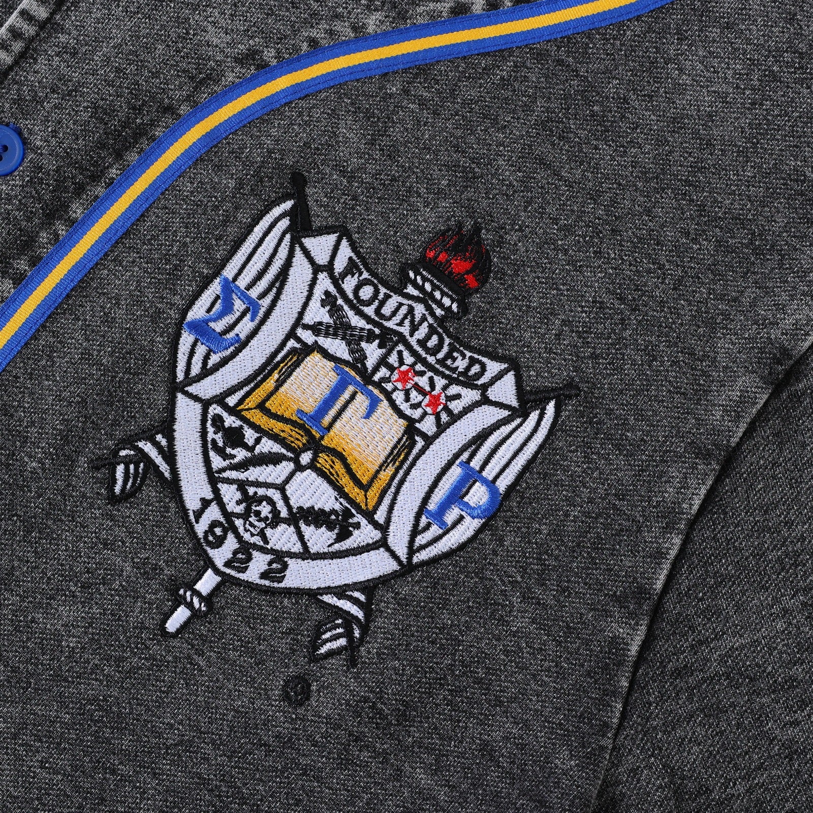 SGRHO Black Denim Baseball Jersey
