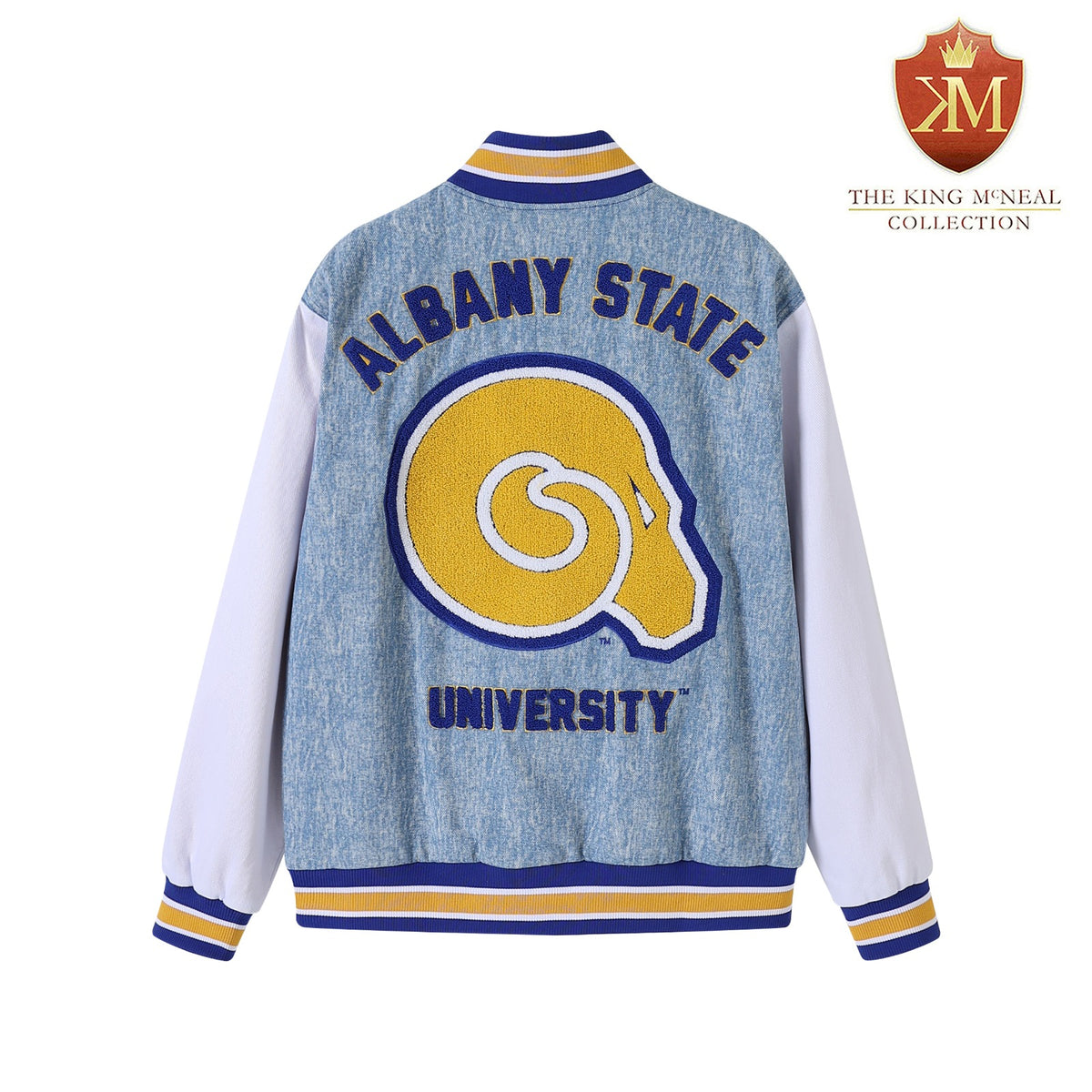 Albany State Blue Denim Bomber Jacket