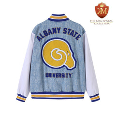 Albany State Blue Denim Bomber Jacket