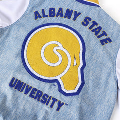 Albany State Blue Denim Bomber Jacket