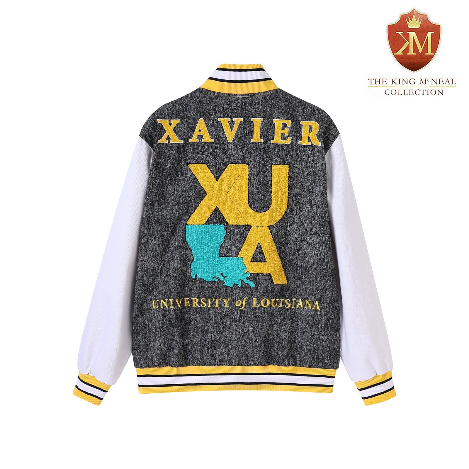 Xavier University (Louisiana) Black Denim Bomber Jacket
