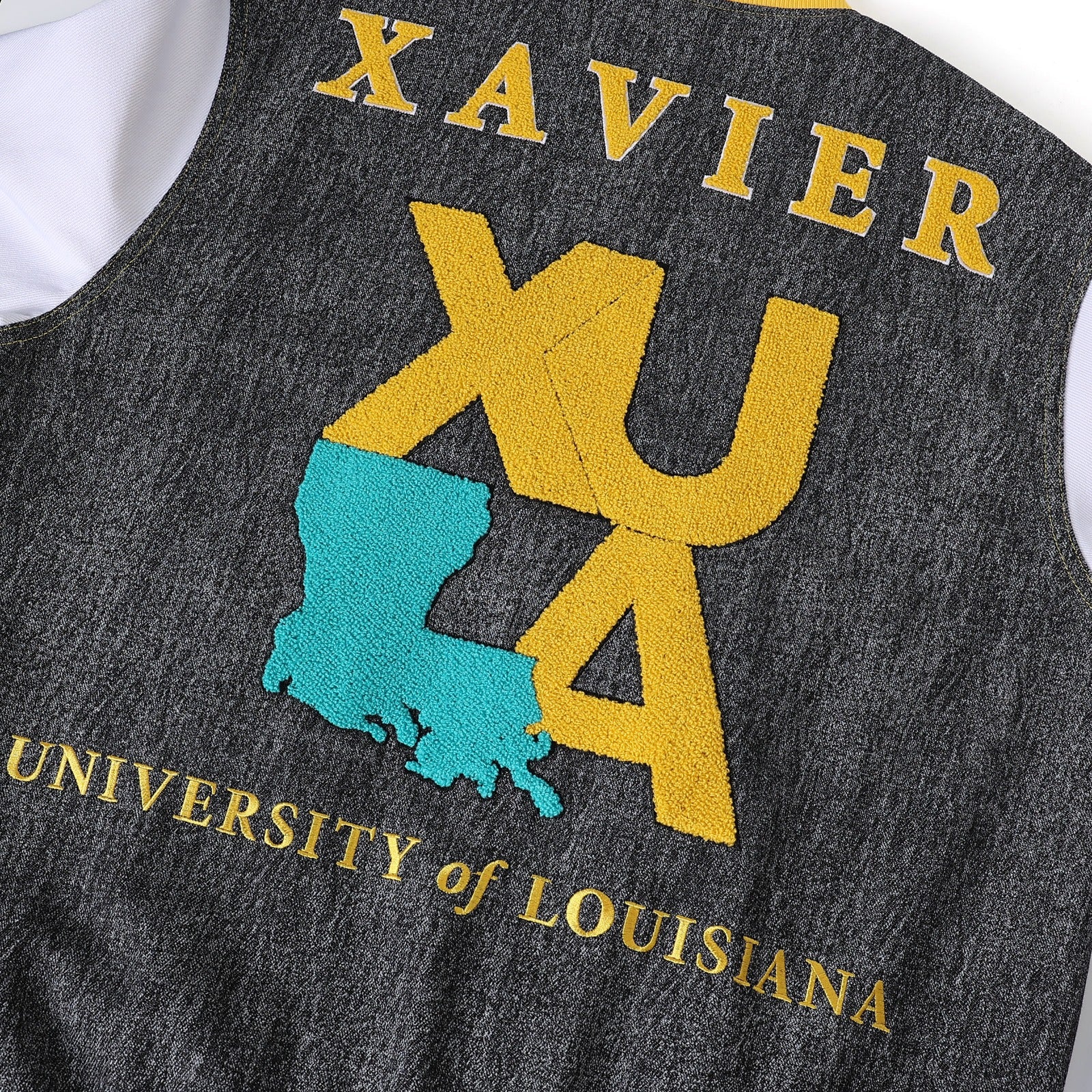 Xavier University (Louisiana) Black Denim Bomber Jacket