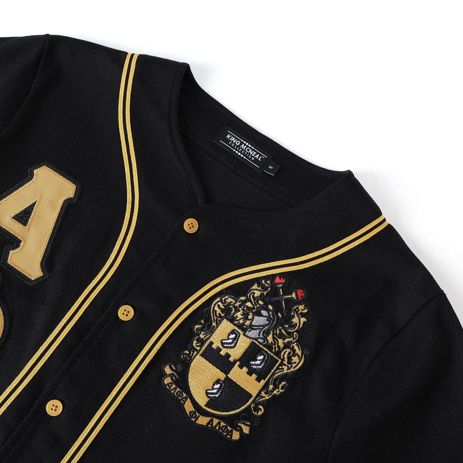 Alpha Black Button-Up Baseball Jersey
