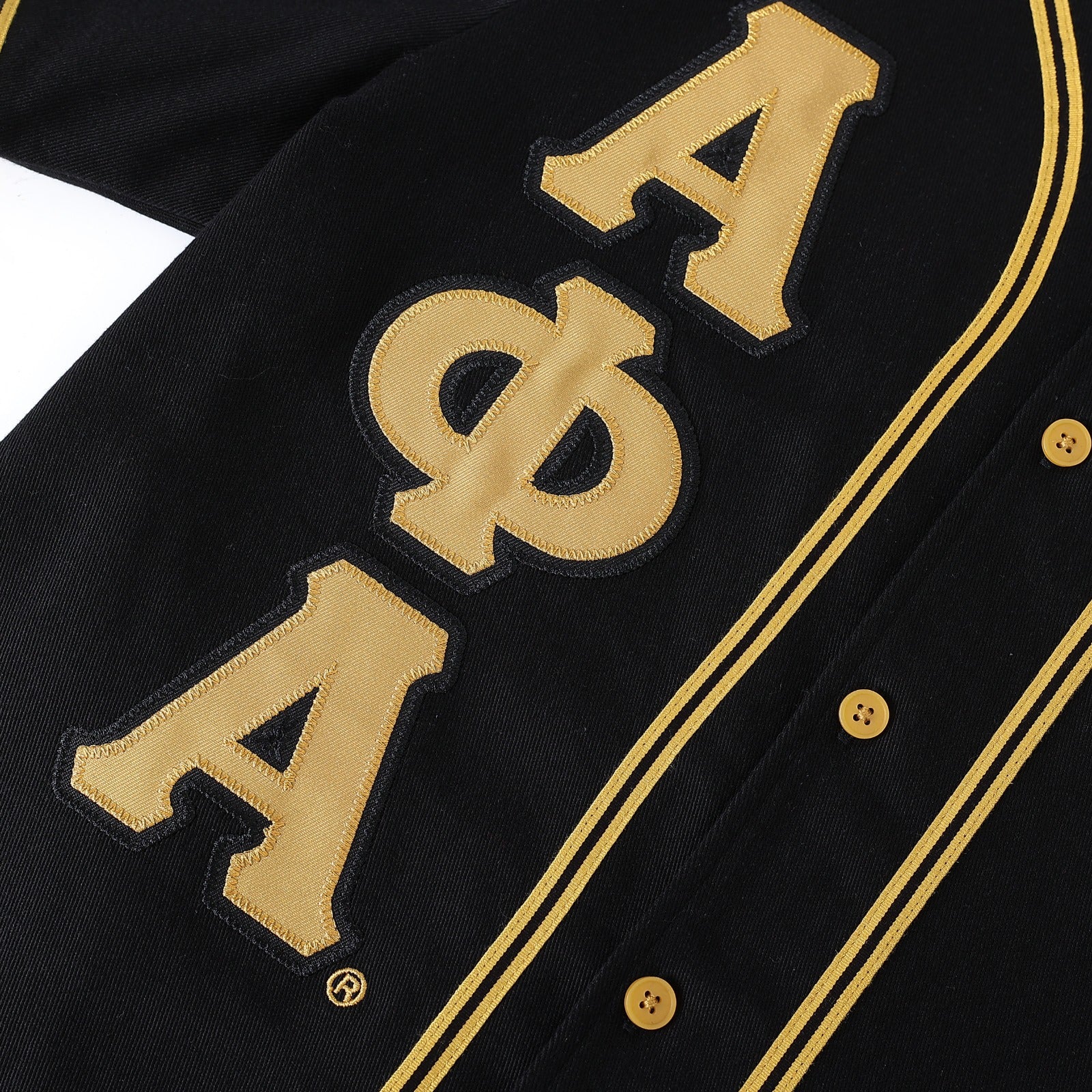 Alpha Black Button-Up Baseball Jersey