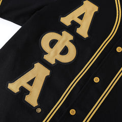 Alpha Black Button-Up Baseball Jersey