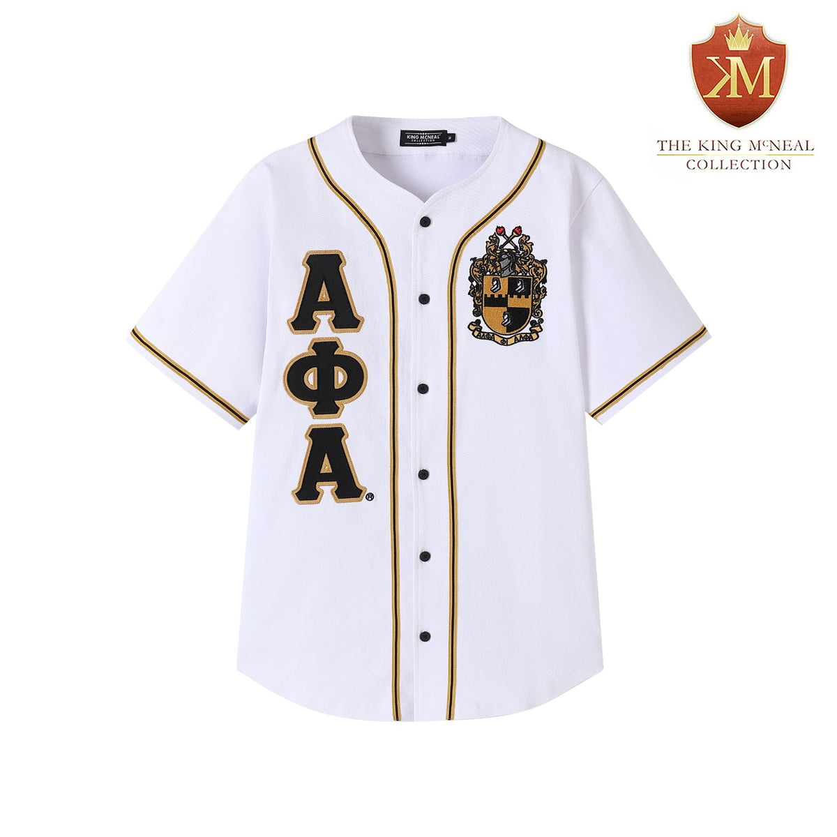 Alpha White Button-Up Baseball Jersey