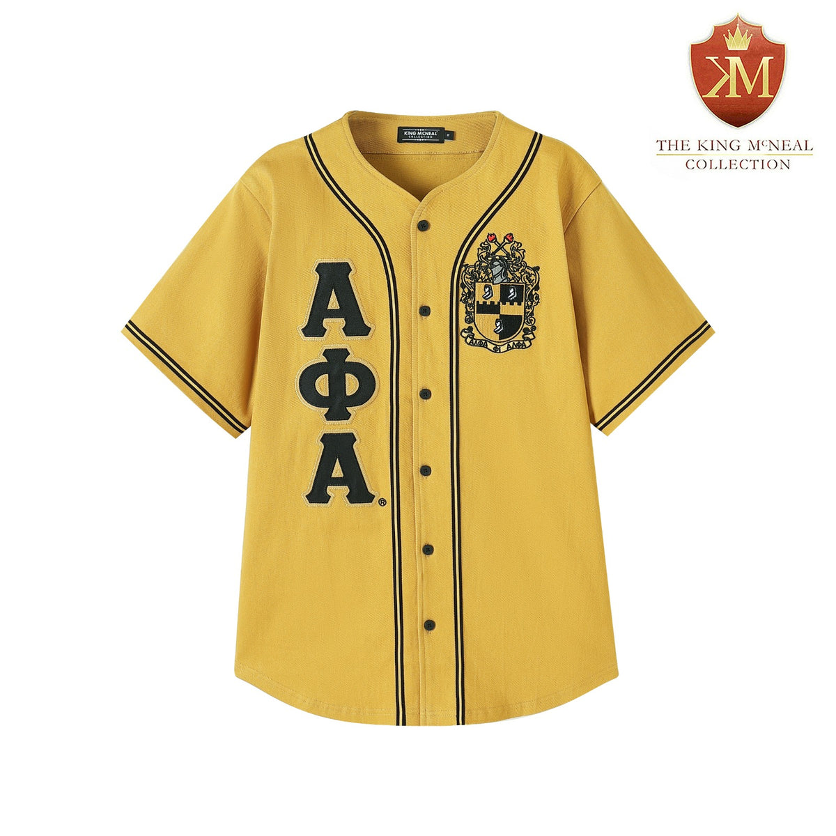 Alpha Old Gold Button-Up Baseball Jersey